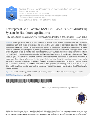 Development of a Portable GSM SMS-Based Patient Monitoring System for Healthcare Applications