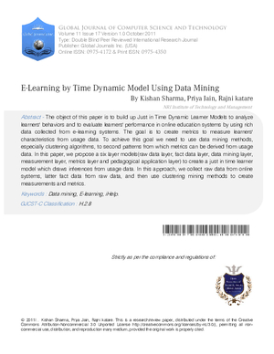 E-learning by Time Dynamic Model Using Data Mining