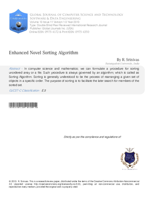 Enhanced Novel Sorting Algorithm