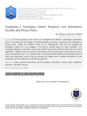 Examining a Norwegian Clients Response over Information Security and Privacy Policy