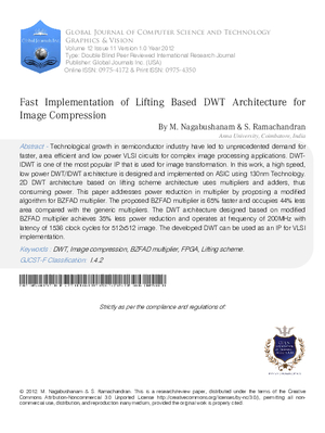 Fast Implementation of Lifting Based DWT Architecture For Image Compression