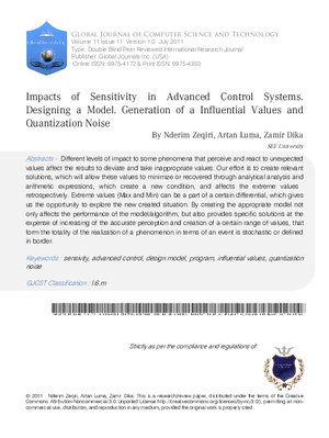 Impacts of Sensitivity in Advanced Control Systems. Designing a Model. Generation of a Influential Values and Quantization Noise