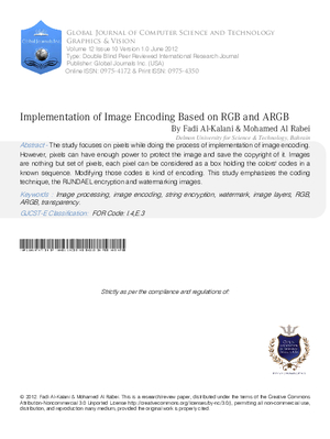 Implementation of Image Encoding Based on RGB and ARGB