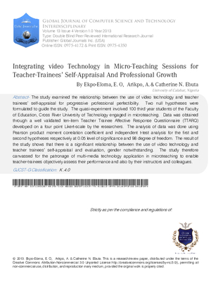 Integrating Video Technology in Micro-Teaching Sessions for Teacher-Traineesa Self-Appraisal and Professional Growth