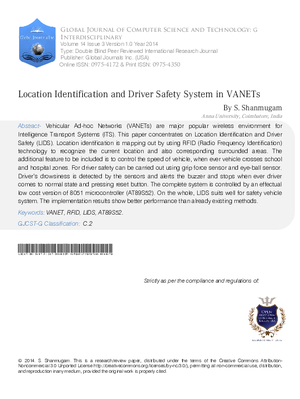 Location Identification and Driver Safety System in VANETs