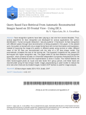 Query Based Face Retrieval From Automatic Reconstructed Images based on 3D Frontal View - Using EICA
