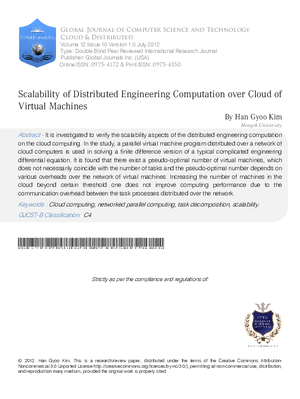 Scalability of Distributed Engineering Computation over Cloud of Virtual Machines