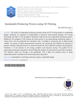 Sustainable Producing Process using 3D Printing