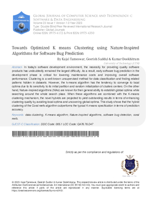 Towards Optimized K Means Clustering using Nature-inspired Algorithms for Software Bug Prediction