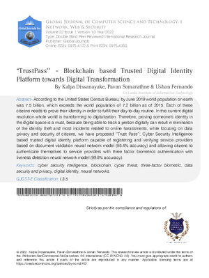TrustPass Blockchain based Trusted Digital Identity Platform towards Digital Transformation