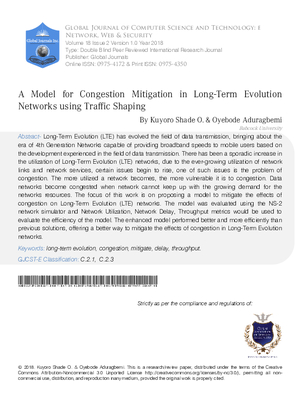 A Model for Congestion Mitigation in Long-Term Evolution  Networks Using Traffic Shaping