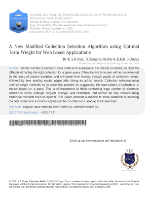 A New Modified Collection Selection Algorithm using Optimal Term Weight for Web based Applications