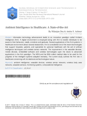 Ambient Intelligence in Healthcare: A State-of-the-Art