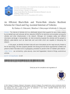 An Efficient Black-hole and Worm-hole Attacks Resilient Scheme for Cloud and Fog-Assisted  Internet of Vehicles