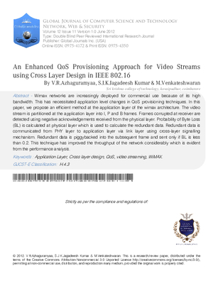 An Enhanced QoS Provisioning Approach for Video Streams using Cross Layer Design in IEEE 802.16