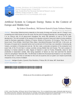 Artificial System to Compare Energy Status in the Context of Europe and Middle East