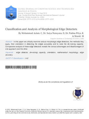 Classification and Analysis of  Morphological Edge Detectors