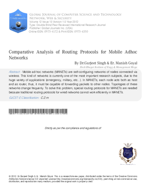 Comparative Analysis of Routing Protocols for Mobile Ad hoc Networks