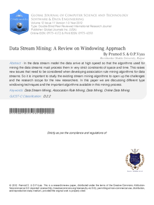 Data Stream Mining: A Review on Windowing Approach