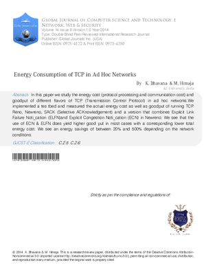 Energy Consumption of TCP in Ad Hoc Networks