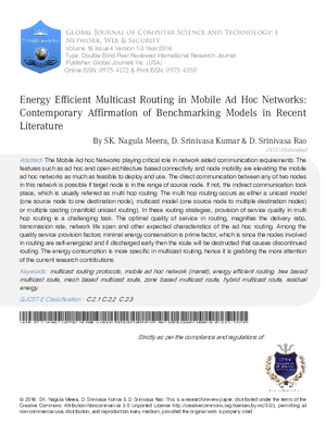 Energy Efficient Multicast Routing in Mobile Ad Hoc Networks: Contemporary Affirmation of Benchmarking Models in Recent Literature