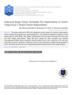 Enhanced Image Fusion Technique for Segmentation of Tumor using Fuzzy
