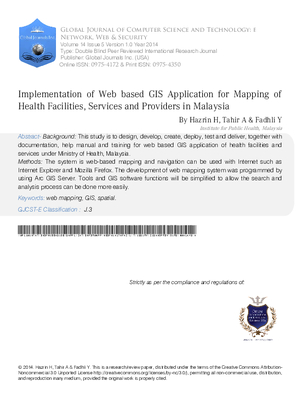 Implementation of Web Based GIS Application for Mapping of Health Facilities, Services and Providers in Malaysia