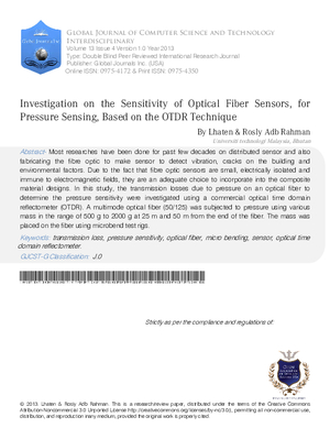 Investigation on the Sensitivity of Optical Fiber Sensors, for Pressure Sensing, based on the OTDR Technique