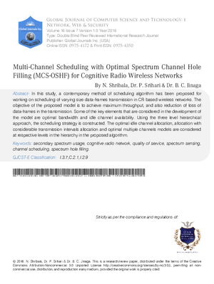 Multi-Channel Scheduling with Optimal Spectrum Channel Hole Filling (MCS-OSHF) for Cognitive Radio Wireless Networks