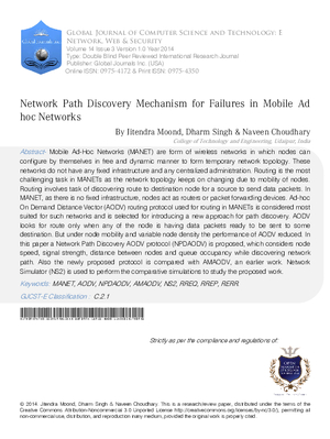 Network Path Discovery Mechanism for Failures in Mobile Ad hoc Networks
