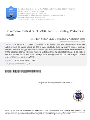 Performance Evaluation of AODV and FSR Routing Protocols in MANETs
