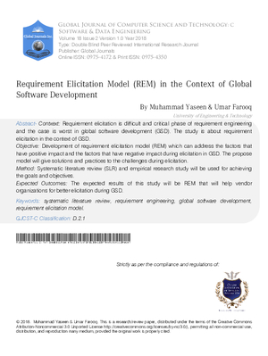 Requirement Elicitation Model (REM) in the Context of Global Software Development