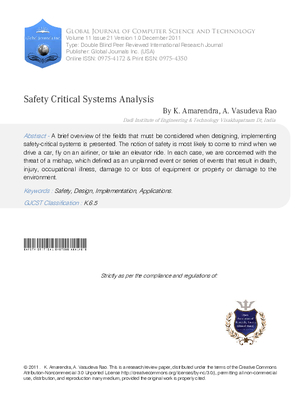 Safety Critical Systems Analysis