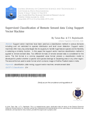 Supervised Classification of Remote Sensed Data using Support Vector Machine