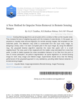 A New Method for Impulse Noise Removal in Remote Sensing Images