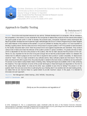 Approach to Quality Testing