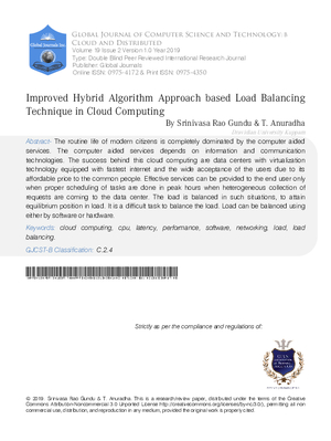Improved Hybrid Algorithm Approach based Load Balancing Technique in Cloud Computing