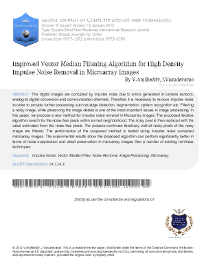 Improved Vector Median Filtering Algorithm for High Density Impulse  Noise Removal in Microarray Images