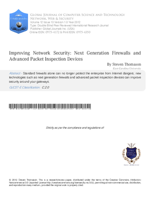 Improving Network Security: Next Generation Firewalls and Advanced Packet Inspection Devices