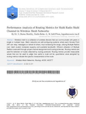 Performance Analysis Of Routing Metrics For Multi Radio Multi Channel In Wireless Mesh Networks