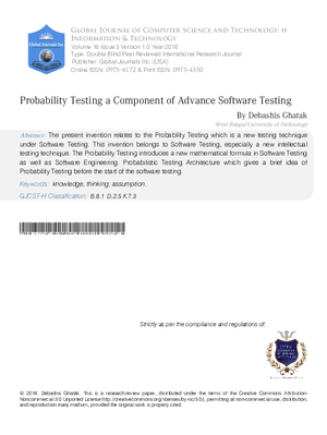 Probability Testing a Component of Advance Software Testing