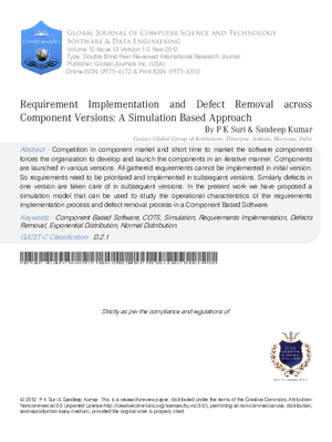 Requirement Implementation and Defect Removal Across Component Versions: A Simulation Based Approach