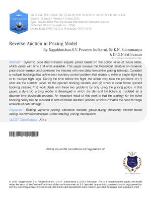 Reverse Auction in Pricing Model
