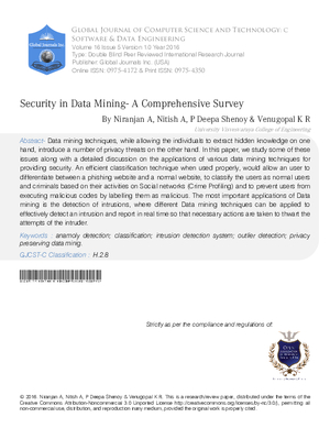 Security in Data Mining- A Comprehensive Survey