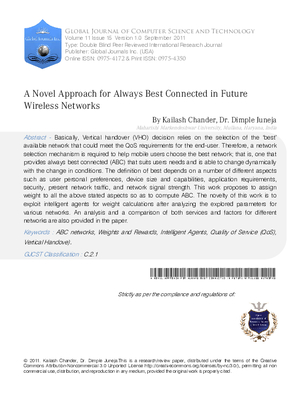 A Novel Approach for Always Best Connected in Future Wireless Networks