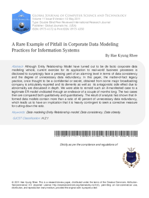 A Rare Example of Pitfall in Corporate Data Modeling Practices for information systems