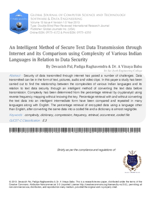An Intelligent Method of Secure Text Data Transmission through Internet and Its Comparison Using Complexity of Various Indian Languages in Relation to Data Security