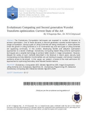 Evolutionary Computing and Second generation Wavelet Transform optimization: Current State of the Art