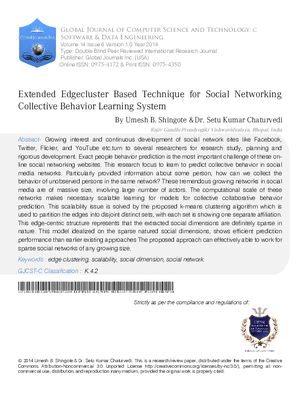 Extended Edgecluster based Technique for Social Networking Collective Behavior Learning System