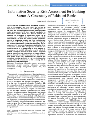 Information Security Risk Assessment for Banking Sector-A Case study of Pakistani Banks